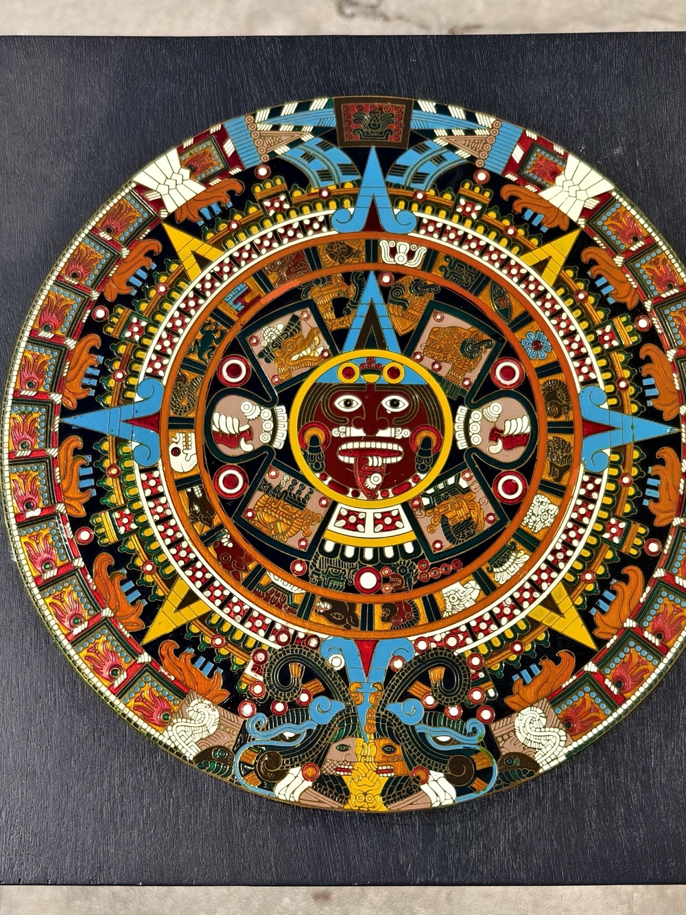 Colorful Aztec Calendar Wall Plaque